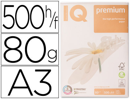 500h papel fotocopiadora IQ premium A3 80g/m²